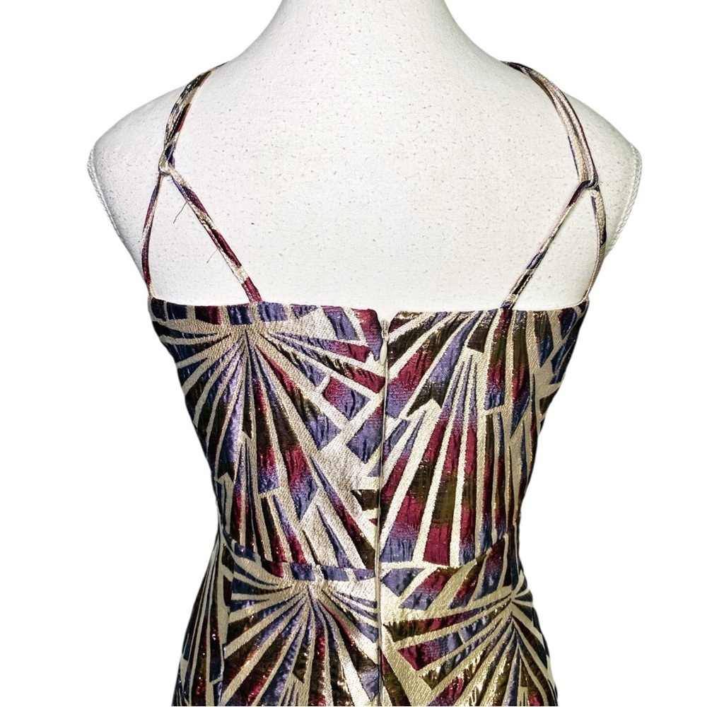 Night Way Collections Gold and Purple Art Deco Shimmer Formal Dress - Picture 6 of 16